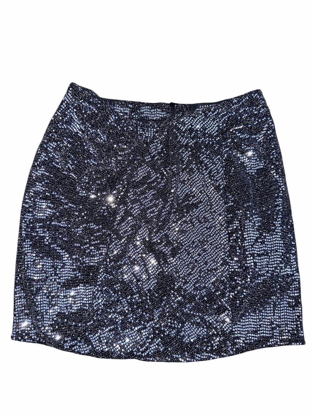 ZARA Sequin Sparkly Silver Black Short Skirt Women’s Size Small Like New